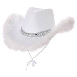 Cowboy hoed Toppers | wit en zilver | Maribou