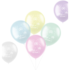 Ballonnen Pastel 'Make a Wish' Meerkleurig 33cm | 6 stuks