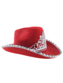 Cowboy hoed Toppers | rood | kroon strass
