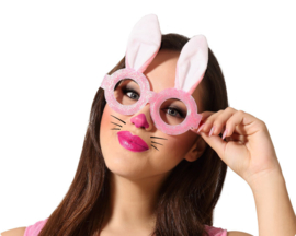 Konijn bril | Bril met konijnen oren | wit roze