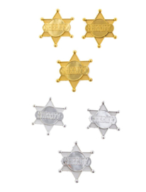 Sheriff sterren | goud zilver | 6 stuks