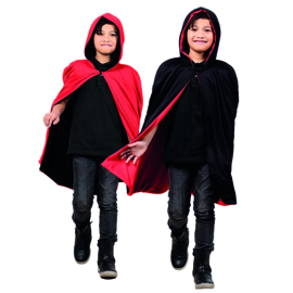 Cape zwart en rood omkeerbaar | halloween kostuum