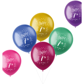 Ballonnen Shimmer 7 Jaar Meerkleurig 33cm | 6 stuks