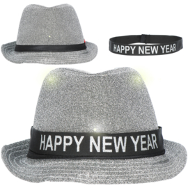 Zilveren happy nieuwjaar hoedje