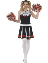 Cheerleader zwart wit jurkje | Cheering fancy kostuum