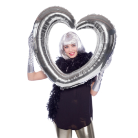 Folieballon selfie hart zilver