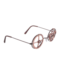 Bronzen ronde Steampunk bril - Accessoires > Brillen