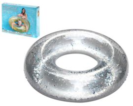 Opblaasbare Zwemband transparant glitter 91cm