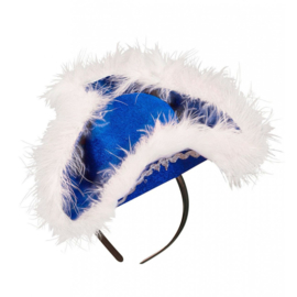 Dansmarieke mini hoed blauw wit