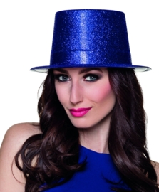 Hoge hoed glitter blauw