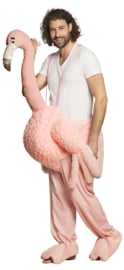 Op een Flamingo kostuum