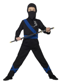Ninja assassin kostuum zwart blauw