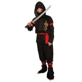 Ninja kostuum zwart-rood | strijder kinder pak