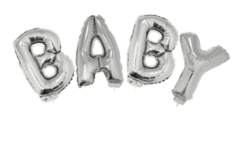 Ballon-Set 38cm Baby mit Schleife silber