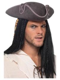 Piraten hoed grijs tricorn