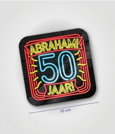 Neon onderzetters 50 jaar Abraham