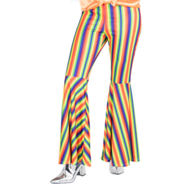 Hippie broek wijde pijpen Rainbow striped