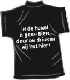 Zwart mini T-Shirt: In de hemel is geen bier - Incl. zuignap.