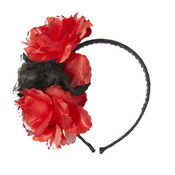 Zwarte en rode bloemen haarband Día de los muertos Accessoires