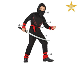 Ninja easy Kostüm Kinder rot schwarz