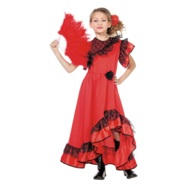 Rotes spanisches Tänzerinnenkostüm für Mädchen