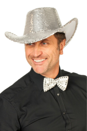 Cowboy hoed paillet zilver