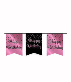 Partyfahne rosa/schwarz - Alles Gute zum Geburtstag