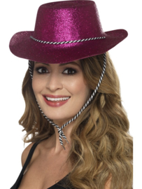 Cowboy glitter hoed hotpink