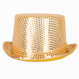 Hoge hoed sequin goud