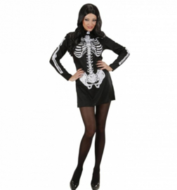 Skelet longsleeve lady jurkje | Halloween jurk