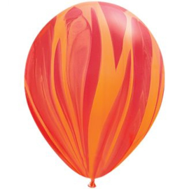 Marmer ballonnen red & orange 5 stuks