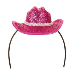 Cowgirl glitter minihoedje pink