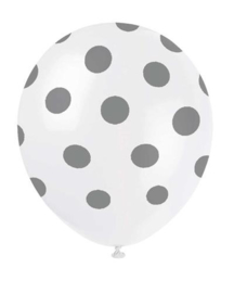 Ballonnen dots zilver wit