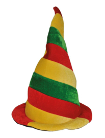 Punthoed rood geel groen | tovenaars hoed vastelaovend