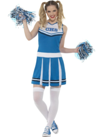 Cheerleader jurkje blauw wit | vrolijk cheering kostuum