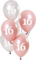 Ballonnen Glossy Pink 16 Jaar 23cm - 6 stuks