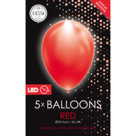 5 LED balloons rood