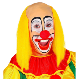 Clowns pruik Bobje | kale schedel geel haar