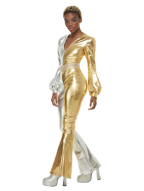 70's super chic disco jumpsuit | goud zilver