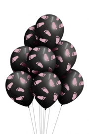 Ballonnen geboorte meisje 30cm | 8 stuks | roze voet