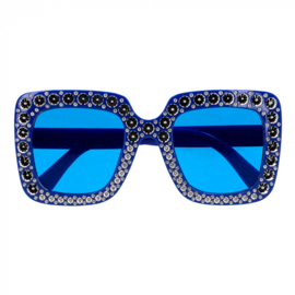 Partybril bling bling | blauw