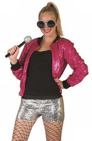 Super Bomber jasje pailletten pink | Feestkleding dames | Goedkope VS-98