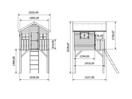 Houten speelhuis Tom Deluxe met zandbak