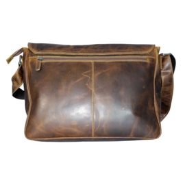 Messenger Tas Van Bruin Gewaxt Leer, Groot Model