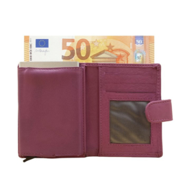 Pasjeshouder leer - Cardprotector - Miniwallet - Mini portemonnee - Roze leer - Creditcardhouder