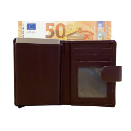 Pasjeshouder leer - Cardprotector - Mini wallet - Mini portemonnee - Bordeauxrood leer - Creditcardhouder