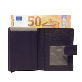 Pasjeshouder leer - Cardprotector - Miniwallet - Mini portemonnee - Donkerpaars leer - Creditcardhouder