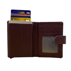 Pasjeshouder leer - Cardprotector - Mini wallet - Mini portemonnee - Bordeauxrood leer - Creditcardhouder