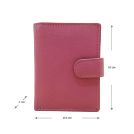 Pasjeshouder leer - Cardprotector - Miniwallet - Mini portemonnee - Roze leer - Creditcardhouder