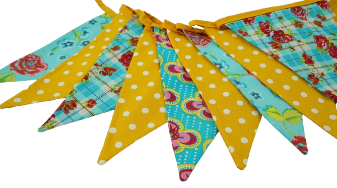 Vlaggen met bloemen Mosterd geel lint